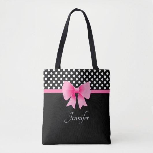 Eleganter Schwarz-Weiß-Rosa-Bow Tasche (Vorderseite)