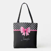 Eleganter Schwarz-Weiß-Rosa-Bow Tasche (Rückseite)