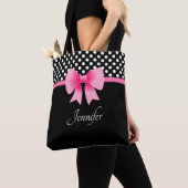 Eleganter Schwarz-Weiß-Rosa-Bow Tasche (Von Nahem)