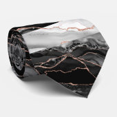 Eleganter Schwarz-Weiß-Rose-Glitzer-Marmor Krawatte (Gerollt)