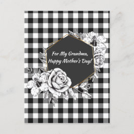 Eleganter Schwarz-Weiß-Rose-Großmüttertag Feiertagspostkarte