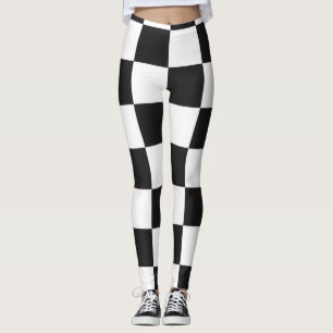 Eleganter Schwarz-Weiß-Schachbrettumschlag Leggings