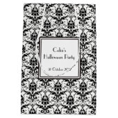 Eleganter Schwarz-Weiß-Schädeldamast Mittlere Geschenktüte (Rückseite)