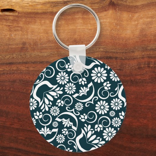 Eleganter Schwarz-Weiß-Schlüsselanhänger Schlüsselanhänger (Vorderseite)