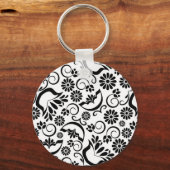 Eleganter Schwarz-Weiß-Schlüsselanhänger Schlüsselanhänger (Vorderseite)