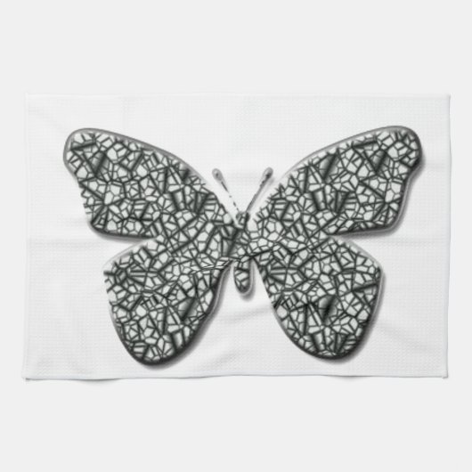 Eleganter Schwarz-Weiß-Schmetterling Handtuch (Horizontal)