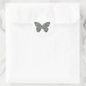 Eleganter Schwarz-Weiß-Schmetterling Runder Aufkleber (Tasche)