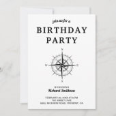 Eleganter Schwarz-Weiß-Schönheitskompass Geburtsta Einladung (Vorderseite)