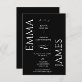 Eleganter Schwarz-Weiß-Schriftart, fett geschriebe Einladung (Vorne/Hinten)