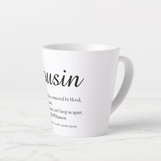 Eleganter Schwarz-Weiß-Script-Cousin - Definition Milchtasse (Rechte Ecke)