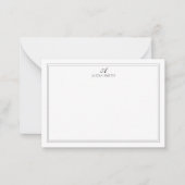 Eleganter Schwarz-Weiß-Script-Monogram-Border Mitteilungskarte (Vorderseite)