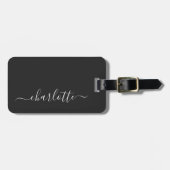 Eleganter Schwarz-Weiß-Script-Name Personalisiert  Gepäckanhänger (Vorderseite horizontal)
