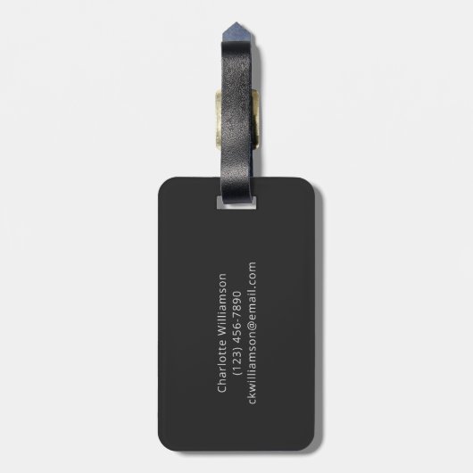 Eleganter Schwarz-Weiß-Script-Name Personalisiert  Gepäckanhänger (Rückseite vertikal)