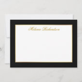 Eleganter Schwarz-Weiß Streifen Gold Rahmen Mitteilungskarte (Vorderseite)
