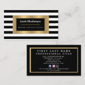Eleganter Schwarz-Weiß-Streifen Visitenkarte (Vorne/Hinten)