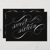 Eleganter Schwarz-Weiß-Sweet 16 Einladungen (Vorne/Hinten)