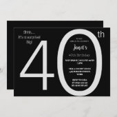 Eleganter Schwarz & Weiß Überraschung zum Geburtst Einladung (Vorne/Hinten)