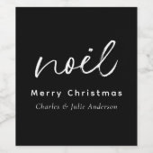 Eleganter Schwarz-Weiß-Weihnachtsurlaub "Weihnacht Weinetikett (Einzelnes Label)