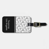 Eleganter Schwarz-Weiß-Wirbel mit Namen Gepäckanhänger (Vorderseite horizontal)