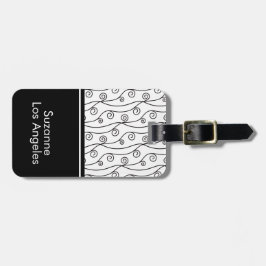 Eleganter Schwarz-Weiß-Wirbel mit Namen Gepäckanhänger