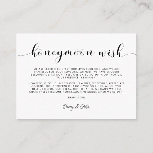 Eleganter Schwarz-Weiß-Wunsch Begleitkarte (Vorderseite)