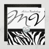 Eleganter Schwarz-Weiß Zebra Happy 40. Bithday Einladung (Vorne/Hinten)