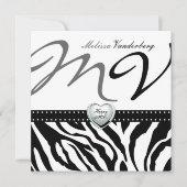 Eleganter Schwarz-Weiß Zebra Happy 40. Bithday Einladung (Vorderseite)