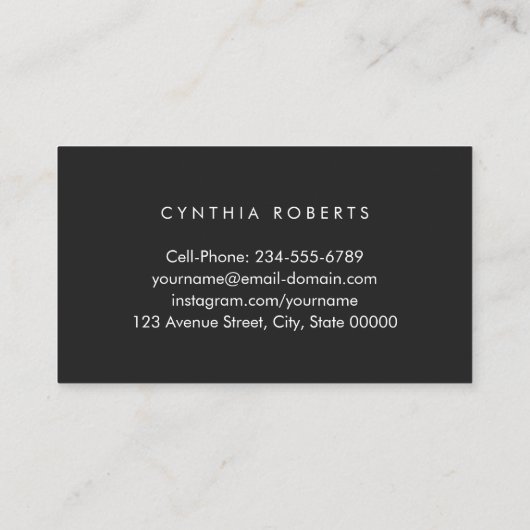 Eleganter Schwarz-weißer Abschluss für einfaches S Visitenkarte (Rückseite)