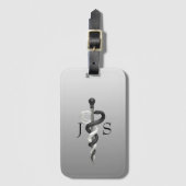 Eleganter Schwarz-weißer Asclepius Klassischer Onk Gepäckanhänger (Vorderseite Vertikal)