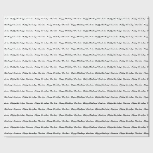 Eleganter Schwarz-weißer, benutzerdefinierter Skri Geschenkpapier (Flach)