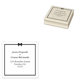 Eleganter Schwarz-weißer Bow und Frame Wedding Gummistempel