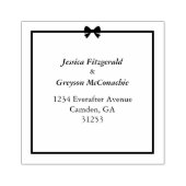 Eleganter Schwarz-weißer Bow und Frame Wedding Gummistempel (Prägung)