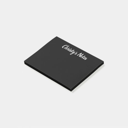 Eleganter, schwarz-weißer Chalkboard-Stil Post-it Klebezettel (angewinkelt)