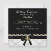 Eleganter Schwarz-weißer Creme Pearl Lace Geburtst Einladung (Rückseite)