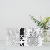 eleganter schwarz-weißer Damast Feiertagskarte (Stehend Vorderseite)
