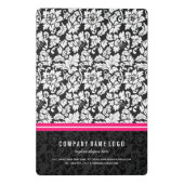 Eleganter schwarz-weißer Damast mit rosa Streifen Mini Klemmbrett (Rückseite)