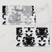 eleganter schwarz-weißer Damast Visitenkarte (Vorne/Hinten)