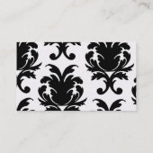 eleganter schwarz-weißer Damast Visitenkarte (Rückseite)