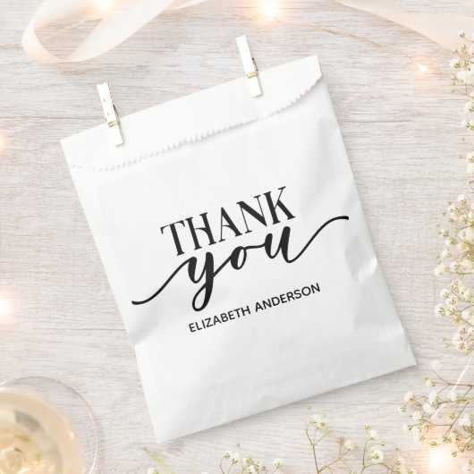 Eleganter Schwarz-weißer Dank Geschenktütchen (Ausgeschnitten)