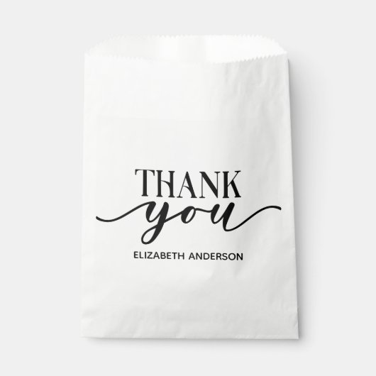 Eleganter Schwarz-weißer Dank Geschenktütchen (Vorderseite)