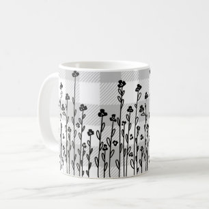 Eleganter Schwarz-weißer Dodle-Gingham Kaffeetasse