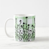 Eleganter Schwarz-weißer Dodle-grüner Gingham Kaffeetasse (Links)