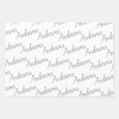 Eleganter Schwarz-weißer Familienname Herbst Weihn Geschenkpapier Set (Vorderseite)