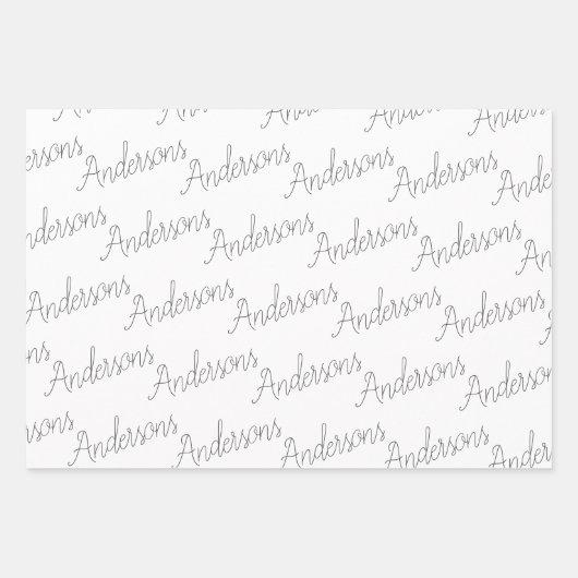 Eleganter Schwarz-weißer Familienname Herbst Weihn Geschenkpapier Set (Vorderseite)