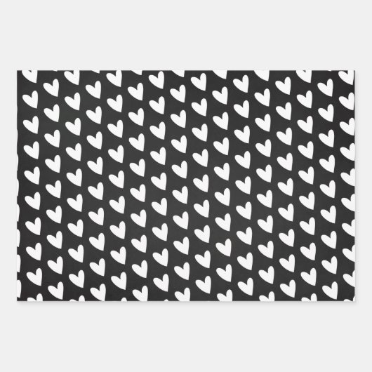 Eleganter Schwarz-weißer Familienname Herzchen Wei Geschenkpapier Set (Vorderseite 3)