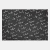 Eleganter Schwarz-weißer Familienname Herzchen Wei Geschenkpapier Set (Vorderseite 2)