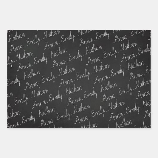Eleganter Schwarz-weißer Familienname Herzchen Wei Geschenkpapier Set (Vorderseite 2)