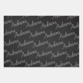 Eleganter Schwarz-weißer Familienname Herzchen Wei Geschenkpapier Set (Vorderseite)