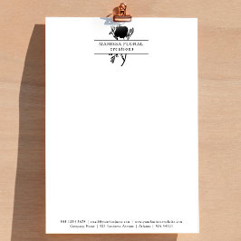 Eleganter Schwarz-weißer Florist Botanischer Blume Briefbogen