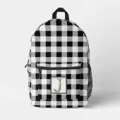 Eleganter Schwarz-weißer Gingham-Brief J Bedruckter Rucksack (Vorderseite)